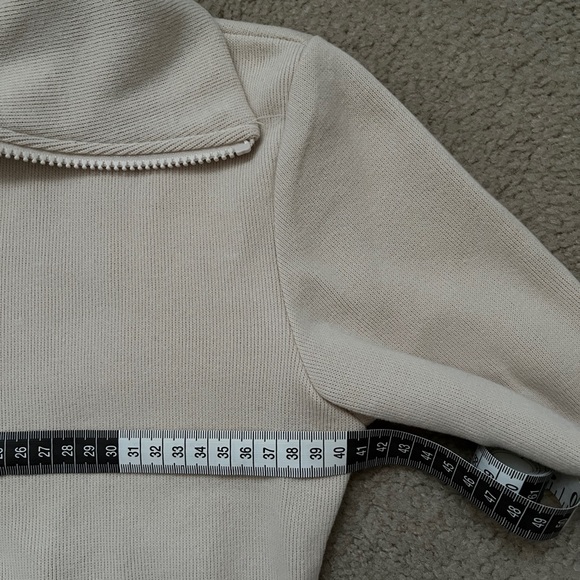Oak + Fort Cream Zip-Up Collared Sweater - Picture 7 of 9
